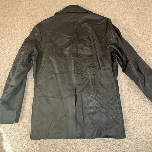 VTG Y2K Diesel Leather Jacket Long Line Button Black Size Mens